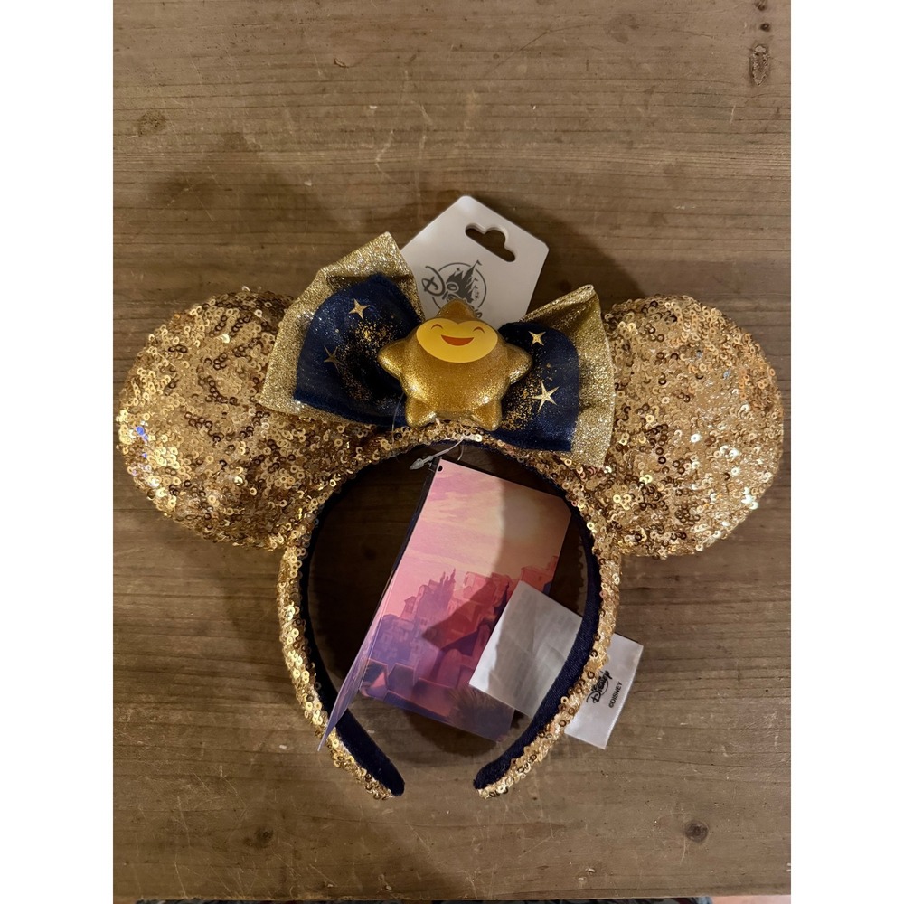 Disney Parks Wish Minnie Mouse Ear Headband Gold‎ Sequin Star Asha New with Tags
